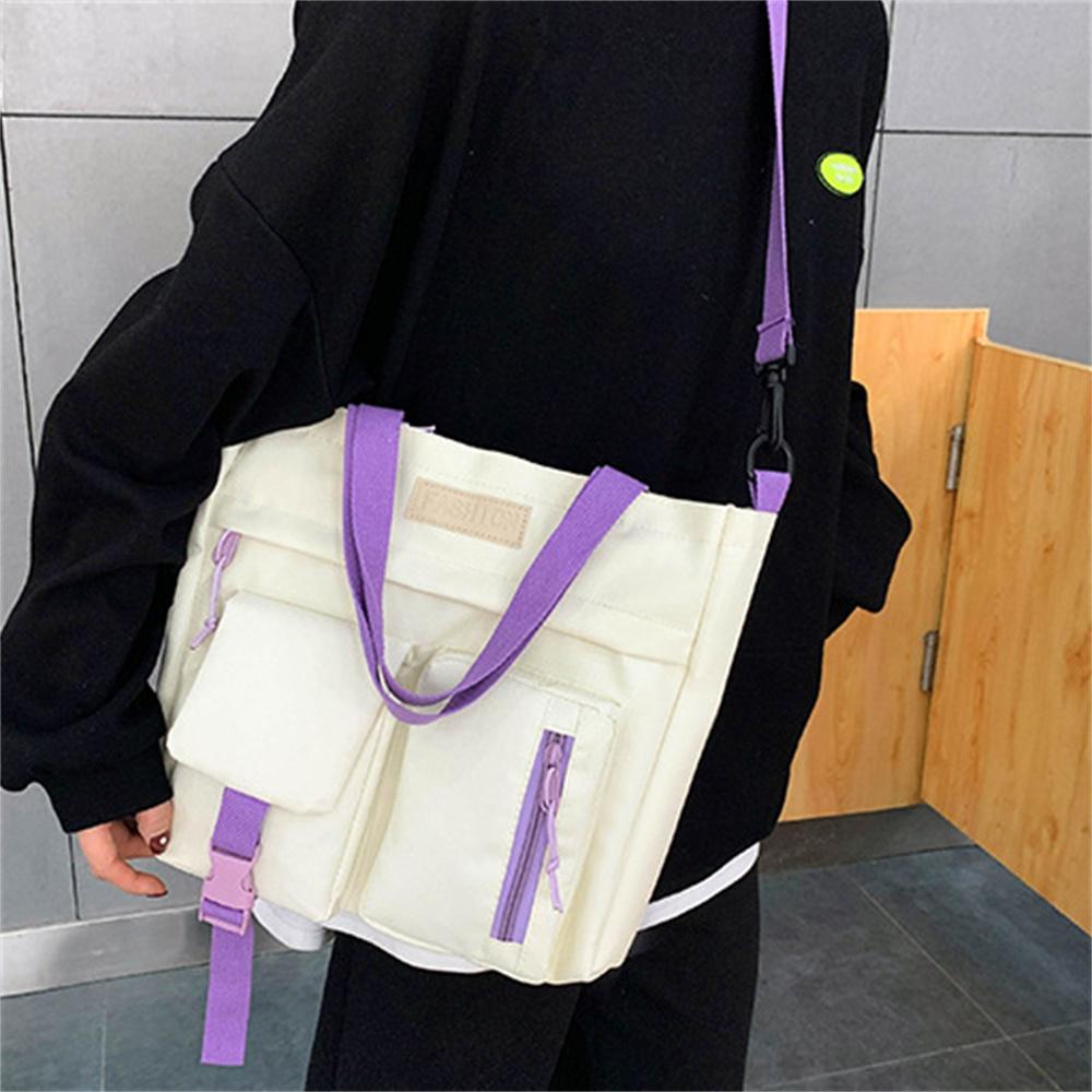 New Five-Piece Backpack Korean Style Contrast Color Canvas Bag