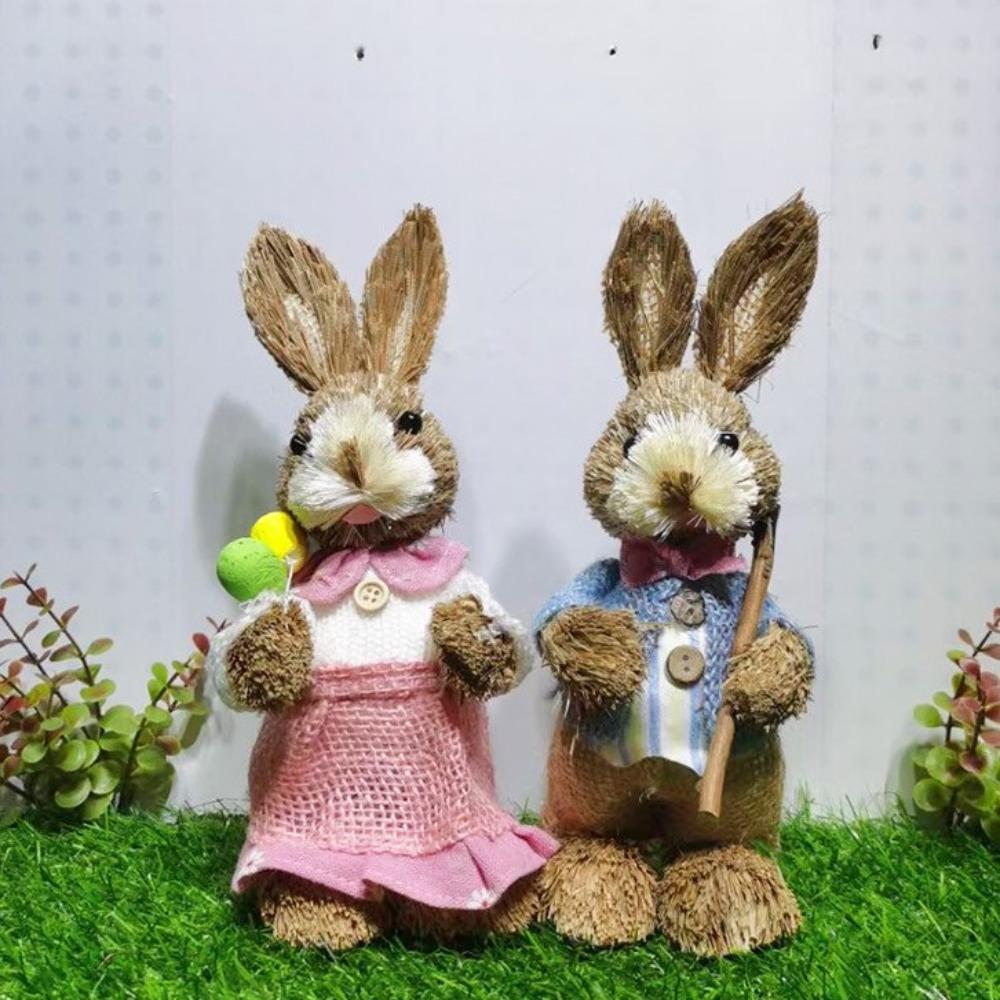DIY Garden Statues Handmade Landscape Rabbit Statue New Standing Rabbits Pastoral
