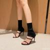 Fashion Sexy Spring Autumn Stretch Boots High Heels Women Sandals Fashion Peep Toe Ankle Strap Hollow Pumps Shoes