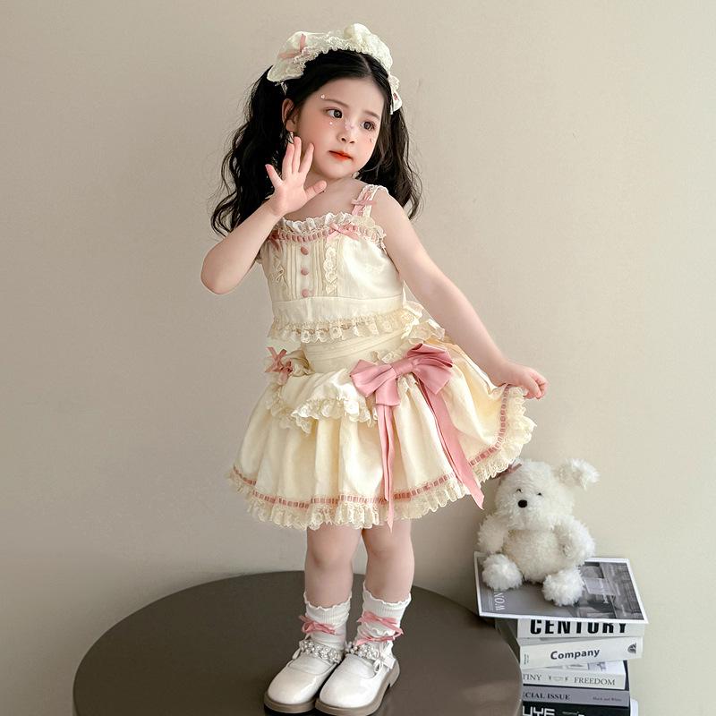 Girls' Dopamine Princess Summer Lolita Dress Set - Fluffy Birthday Party Outfit