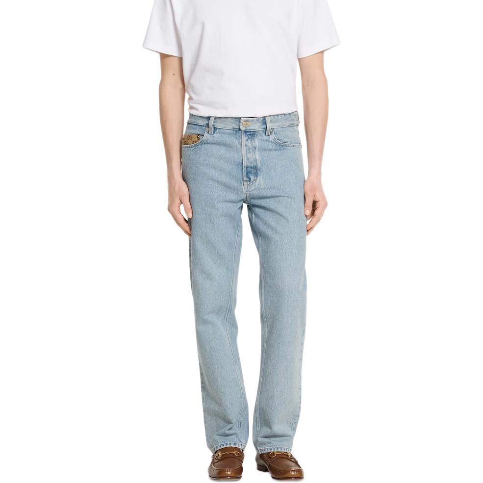 Gucci Gg Insert Washed Denim Jeans 835219-XDDCY-4452