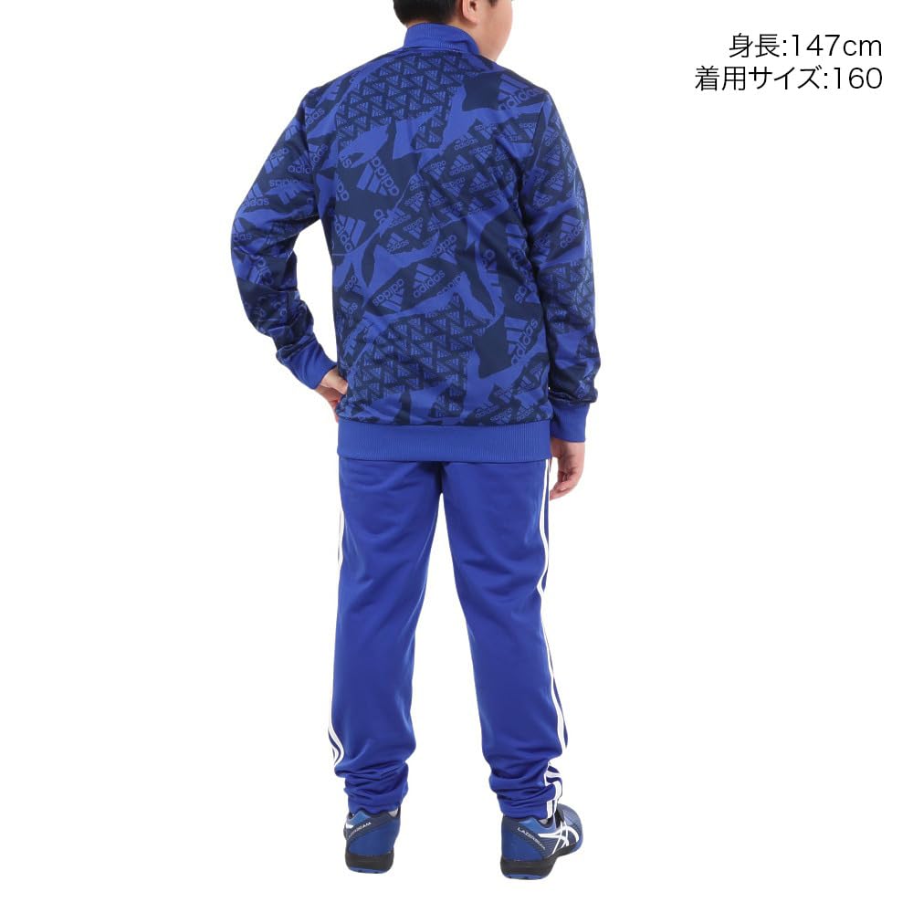 adidas Junior Tracksuit Set and Essentials Print Tracksuit [Adidas] (Top Bottom) All-Over KOS14-IS2557 (Blue/Size 130/Jr)
