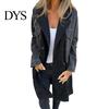 Chaqueta Cardigan de Manga Larga para Mujer Primavera Otoño Abrigo Vaquero Sobretodo Patchwork Doble Botonadura Dama Holgada con Bolsillos con Solapa Bloque de Color Longitud Media