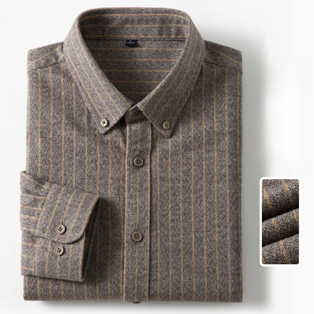 New In Shirt Plaid 100%cotton Brushed Long Sleeve Shirts for Men Slim Fit Casual Tops Hight Quality Designer Vintage Clothes