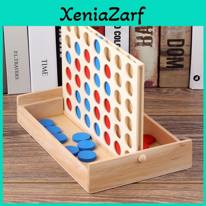 Dřevěná 4 Šachová Spojená Čára Herní Deska Dětská Puzzle Hračka Pro Rodinnou Zábavu
