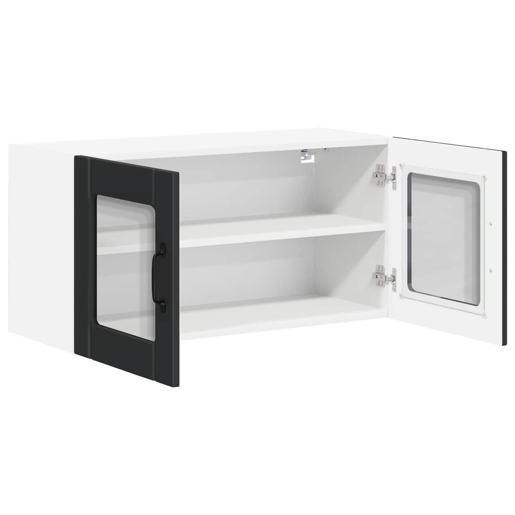 Wall Mounted Glass Cabinet LUCCA Black 80 X 31 X 40 Cm Particleboard
