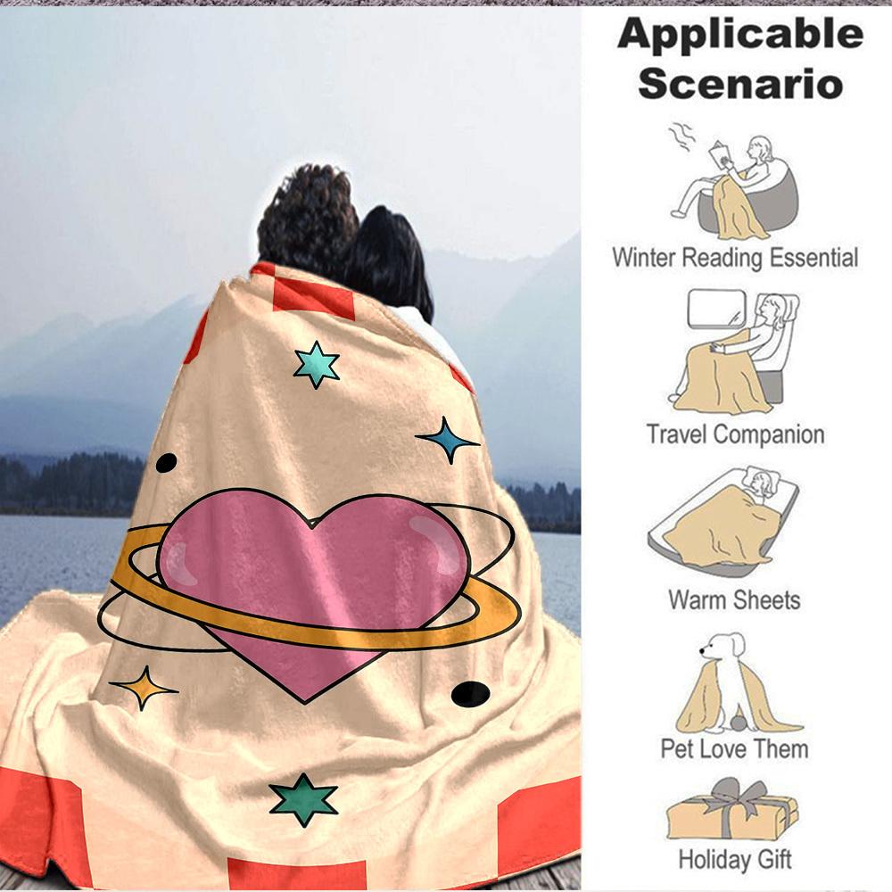 1pc Heart Planet Blanket Warm, Cozy, And Soft, Suitable for Sofas, Beds, Cars, And Office Use.Perfect for Camping And Travel, Making It a Great Gift f