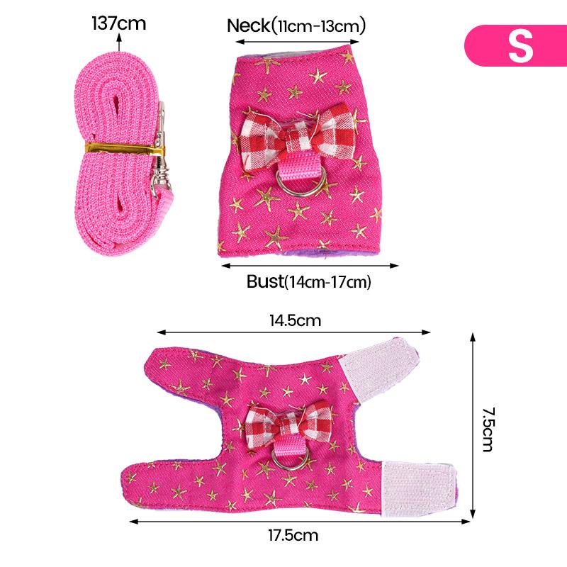 Hamster Small Pet Harness Rabbit Bowtie Striped Star Harness Vest Traction Rope Ferret Guinea Pig Hamster Chest Strap