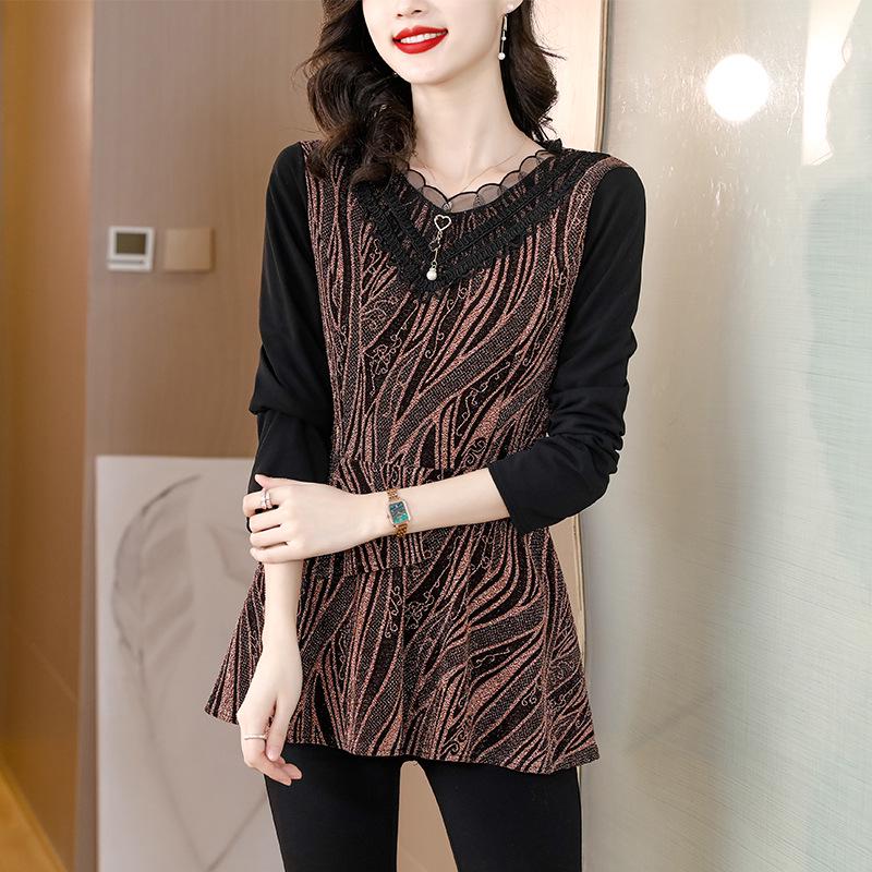 Fleece-Lined Slimming Plus Size Mid-Length Top - Autumn/Winter 2024 Korean Style