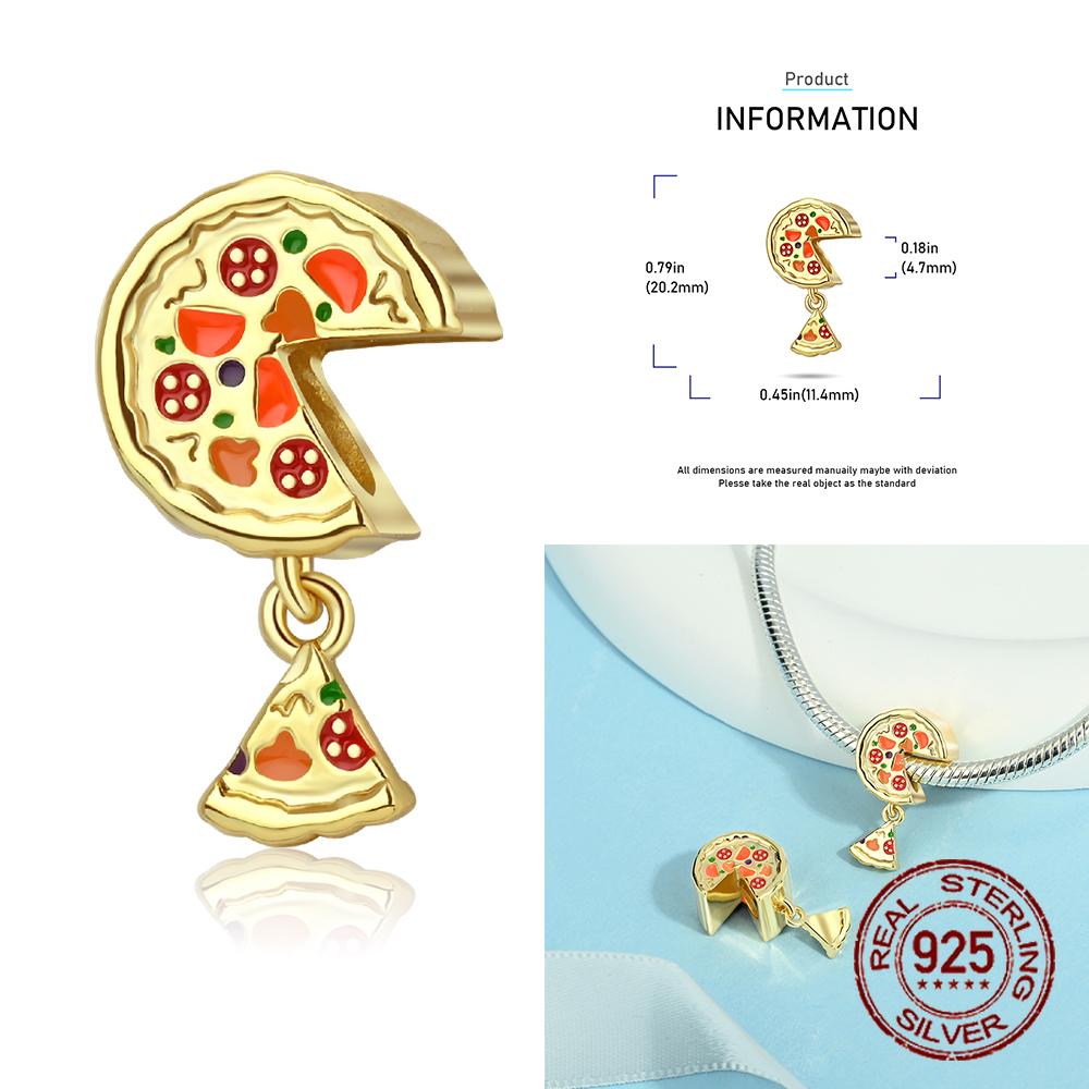 Cute And Interesting Copper Delicious Food Dessert Burger Pizza Charm Pendant Fit Bracelet Party Gifts