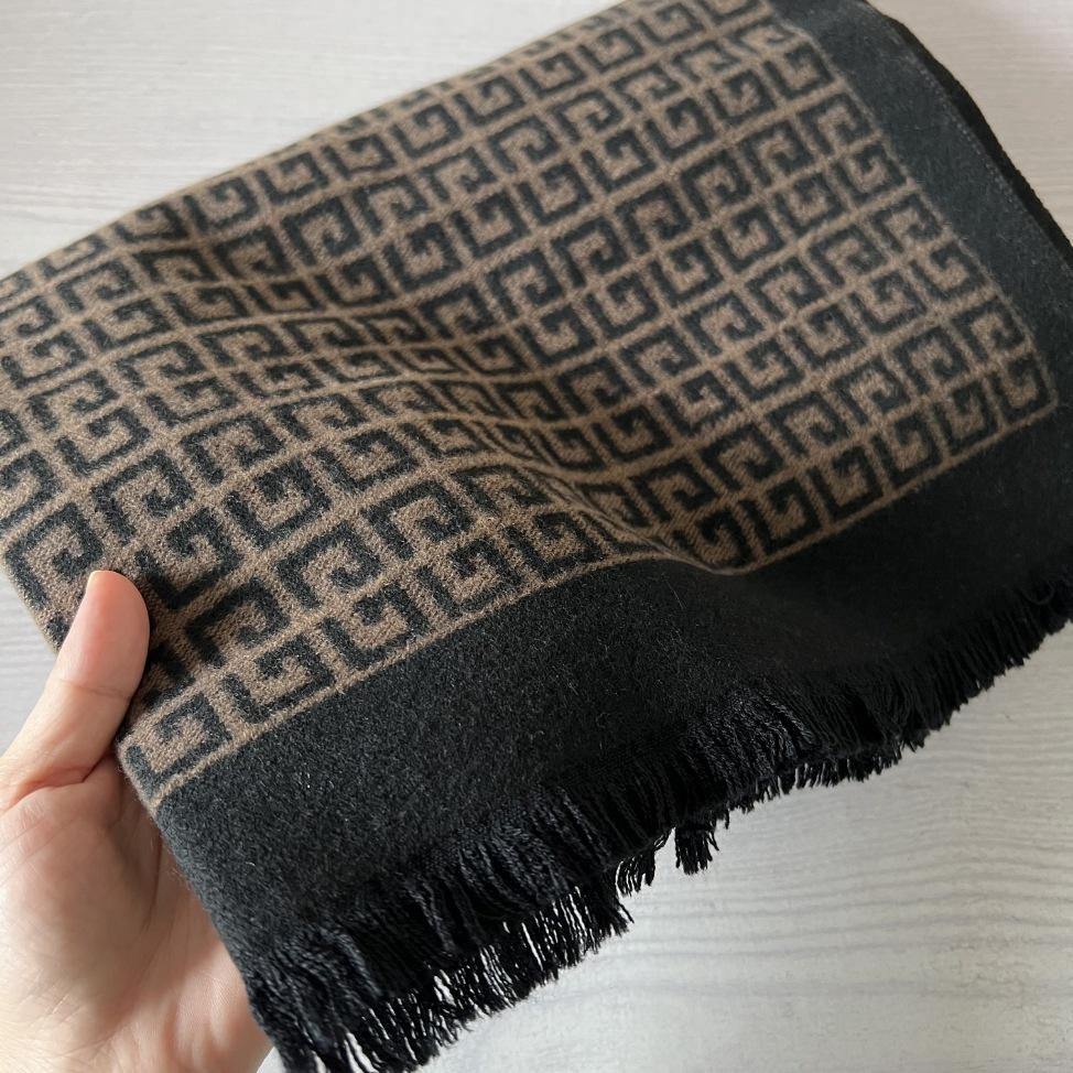 Winter-Imitat-Kaschmirschal Damen Herbst- und Winter-verdickter Fransen-Schal Zweifach verwendbar Warm und vielseitig