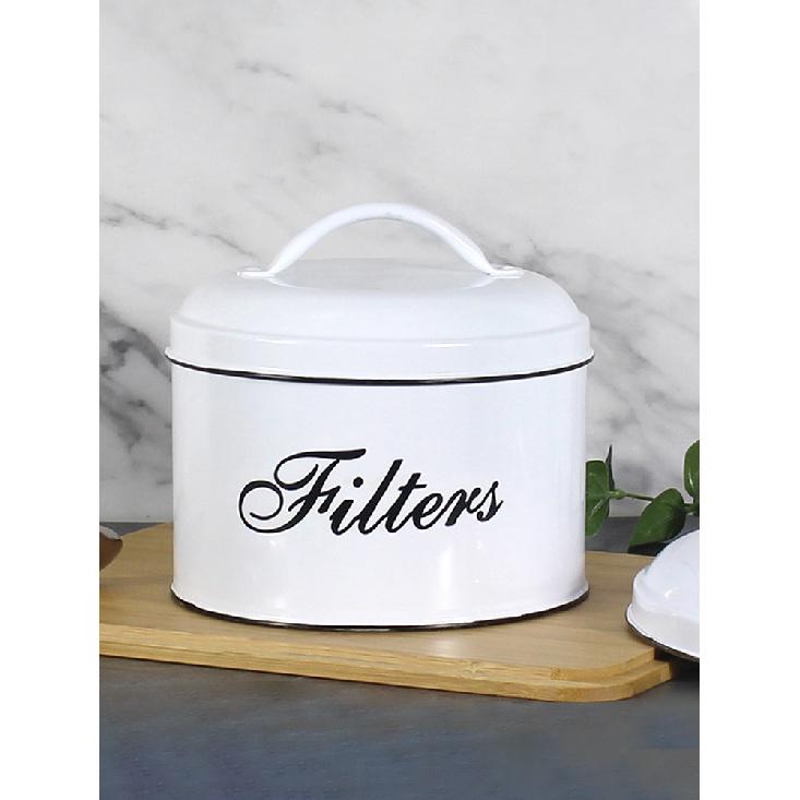 Cooking Utensils Desktop Organizer Coffee Filter Holder Eco-friendly With Lid Container Home Kitchen Round Easy Clean