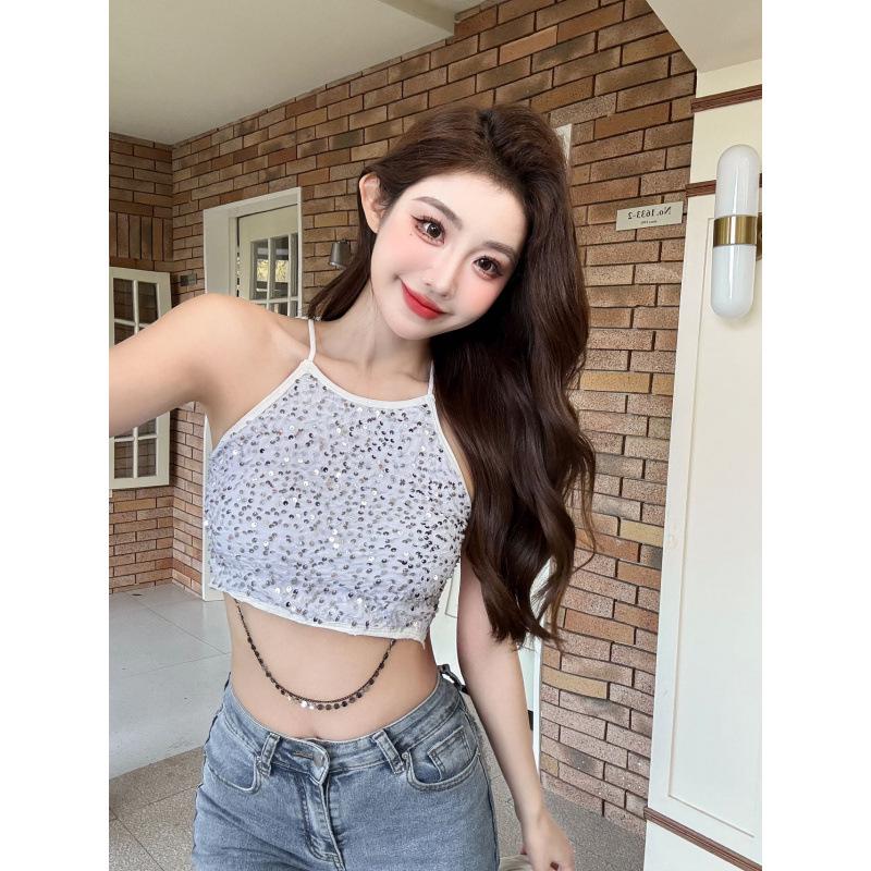 Spicy Sequin Halter Crop Top - Shiny Party Clubwear for Women