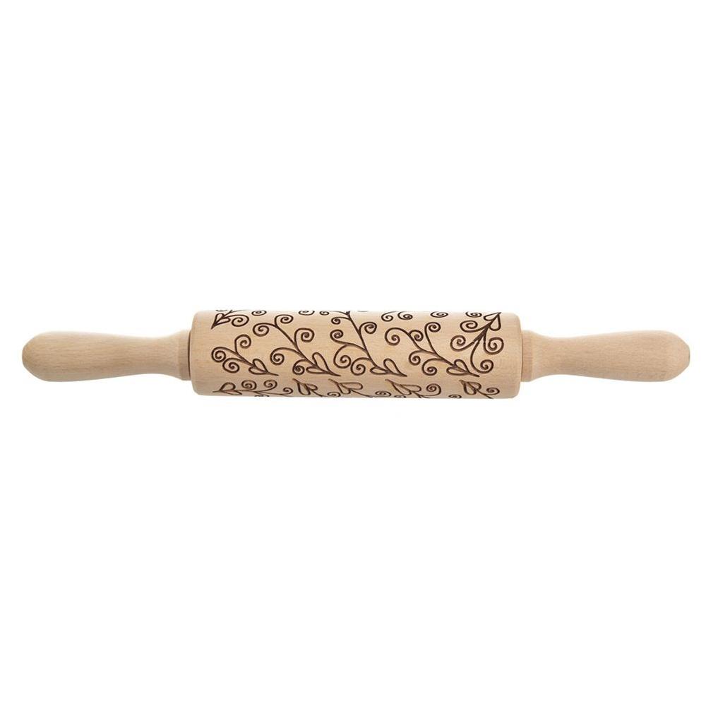 Decorative Rolling Pin Cake Decorator for Cookies and Cookies Stems with Leaves