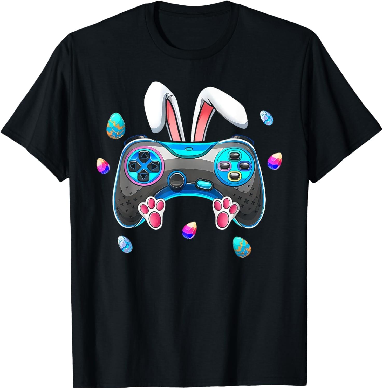 Easter Video Game Bunny Eggs Gaming Gamer T-Shirt S