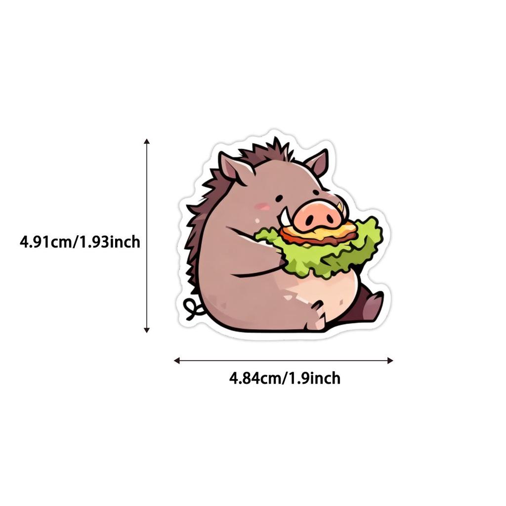 50pcs PVC Animal Graffiti Stickers - Cute, Gluttonous Cartoon Decorations for DIY Stationery & Suitcases