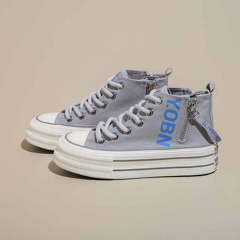 CRLAYDK 2024 Fall Women's Canvas Platform Shoes Classic High Top Zipper Tennis Fashion Casual Slip On Sneakers for Walking