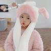 Cute Rabbit Ear Children's Hat & Scarf Combo - Plush, Warm, and Movable Ears for Girls.