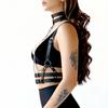 Kožený postroj na tělo pro ženy - Gotický punkový design s řetězy, Nastavitelný střih, Ideální pro EDM festivaly
