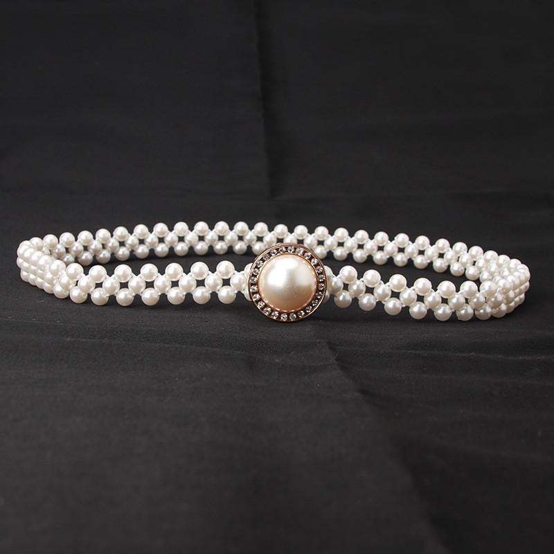 Elegant Pearl Waist Belt For Women With Rhinestones And Adjustable Fit For Summer Casual Wear