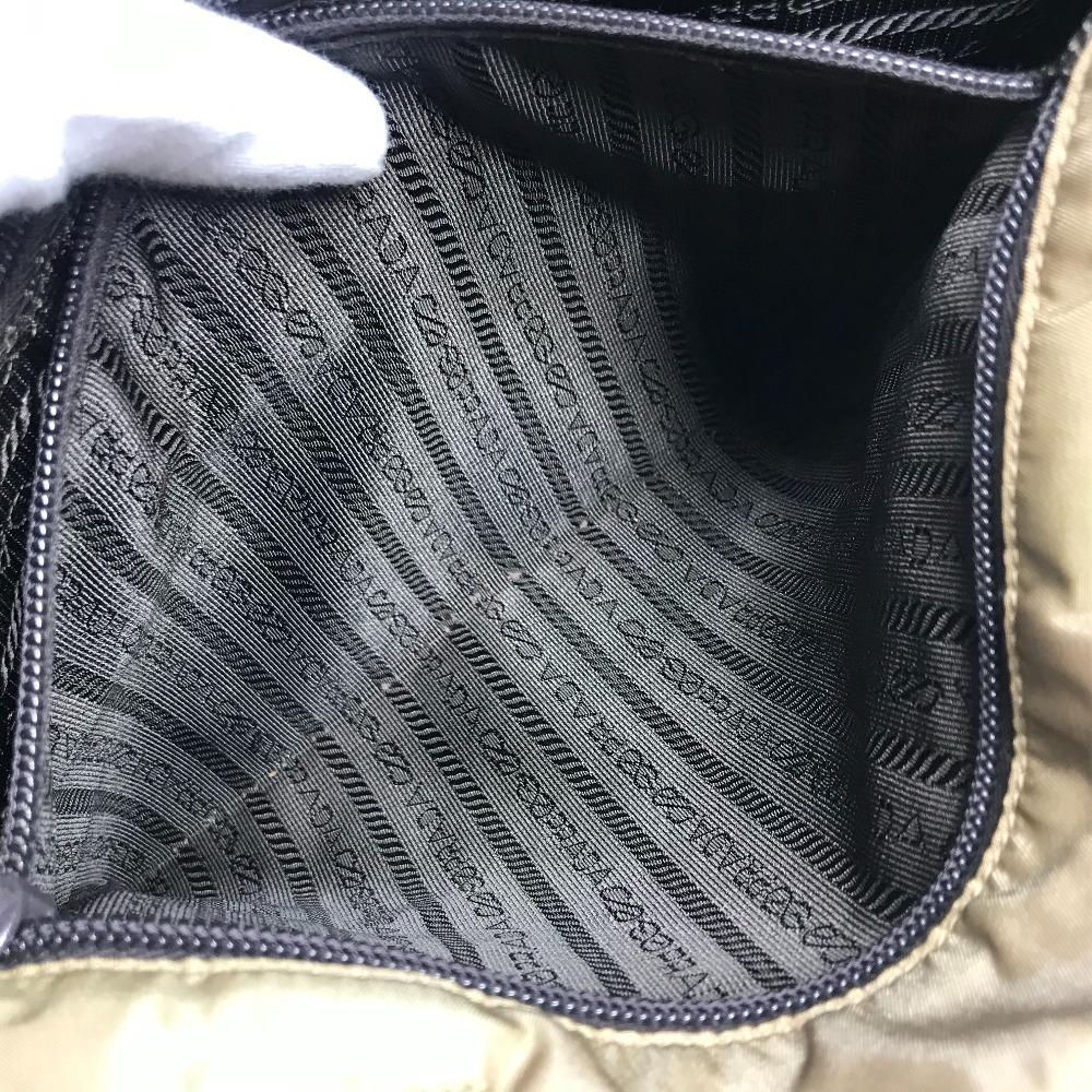 PRADA B9223 triangle logo Vertical Tote Bag Shoulder Bag Nylon Beige