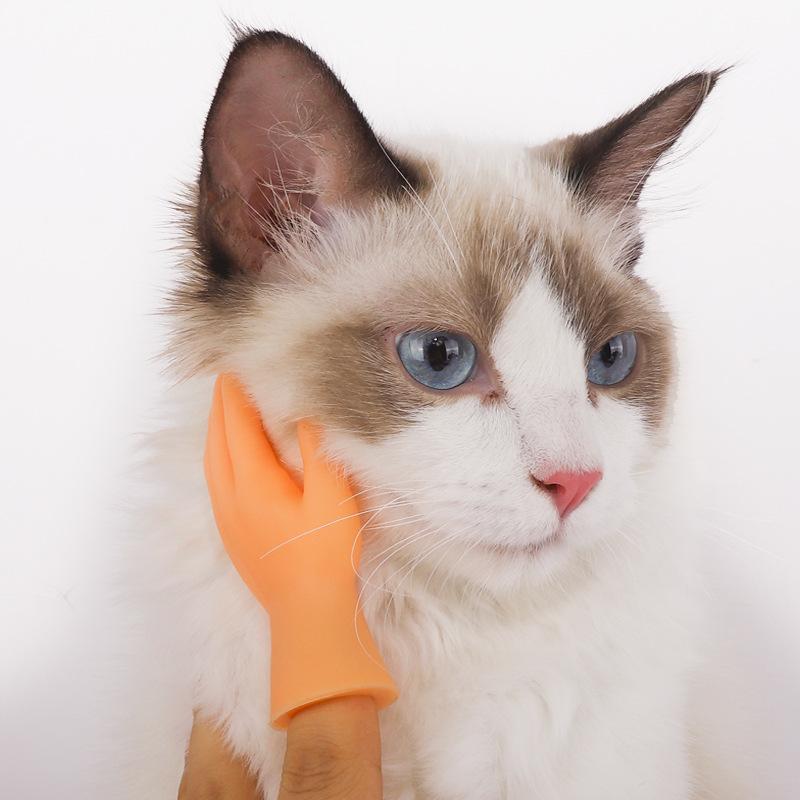 6pcs/set Mini Hands Model Tiny Hands Cat Massage Tool Funny Gloves Finger Gloves Little Finger Cat Toy Pet Interactive Toys