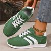 Women Striped Retro Casual Sneakers Lightweight Soft Sole Walking Shoes, Breathable Low Top Flats Lace Up Fashion Athletic Trainers, Non Slip