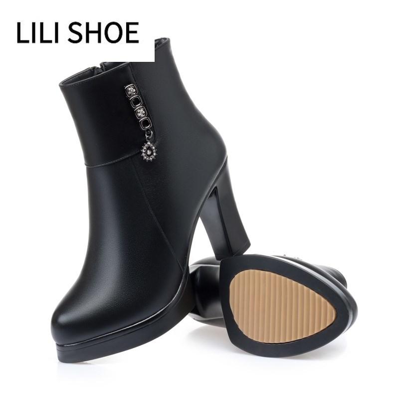 Botas de Invierno para Mujer Tacón Alto 2021 Nuevo Genuino Moda