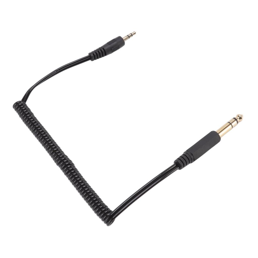 6.35mm to 3.5mm Coiled Cable Gold Plated Retractable Plug and Play Portable Sound Adapter Cable for
