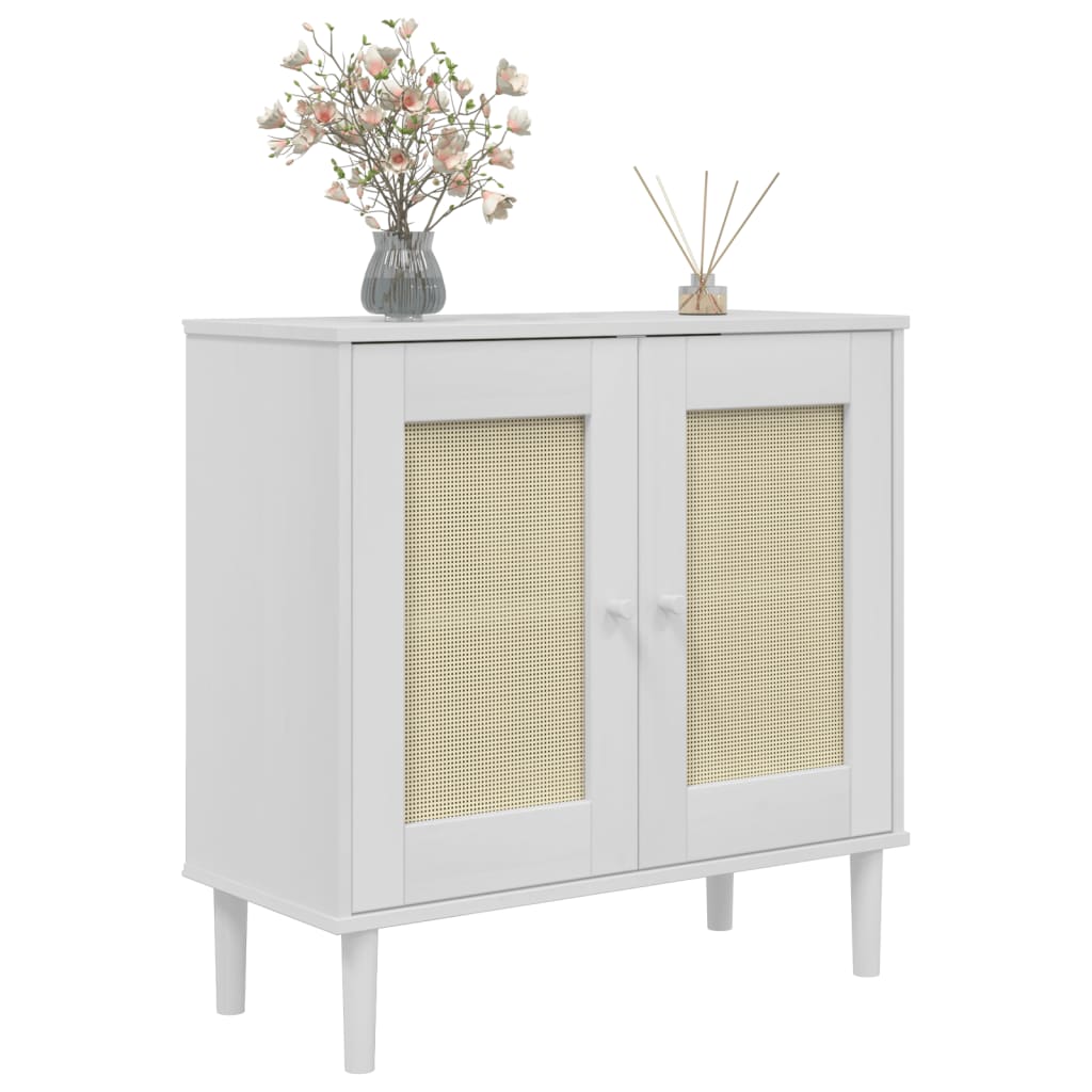 Vidaxl Senja Cabinet, Rattan Imitation, White, 80X35X80 Cm, Pine