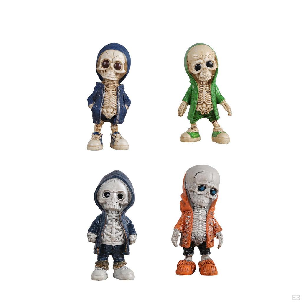 Cartoon Halloween Skeleton Figurine Statue Photography Props Resin Sculpture for