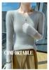 Women's 100% Pure Wool Round Neck Sweater - Slim Fit, Chic, Long Sleeve, Knitted Cashmere, Perfect for Autumn/Winter.