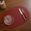 Oval Double-sided Woven Leather Placemat, Solid Color Simple Double-sided Western Dining Mat, European Thermal Insulation Dining Table Mat