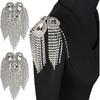 Tassel Chain Shoulder Board Badges Beads Rhinestones Patch Epaulet Epaulette Applique for Military Suit 2 Pieces