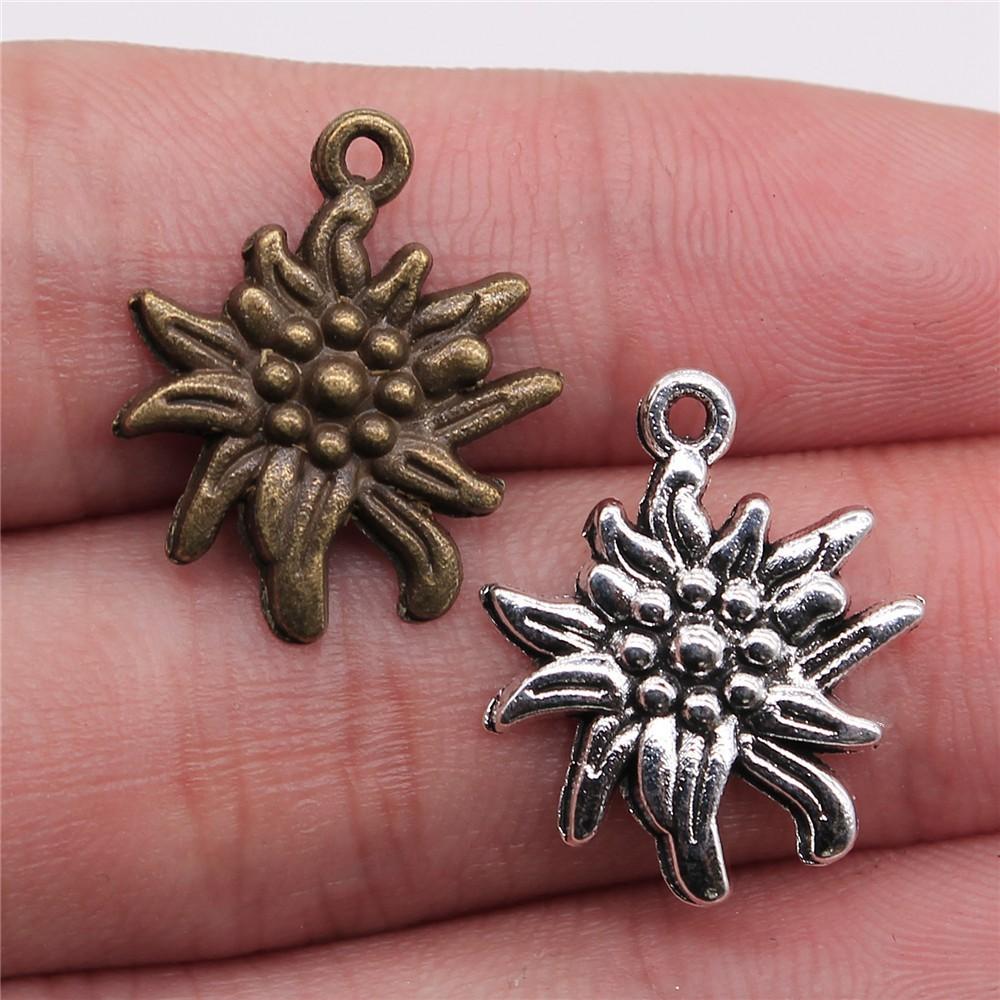 Simple Flower Charms Antique Alloy Pendants For Minimalist Floral Jewelry
