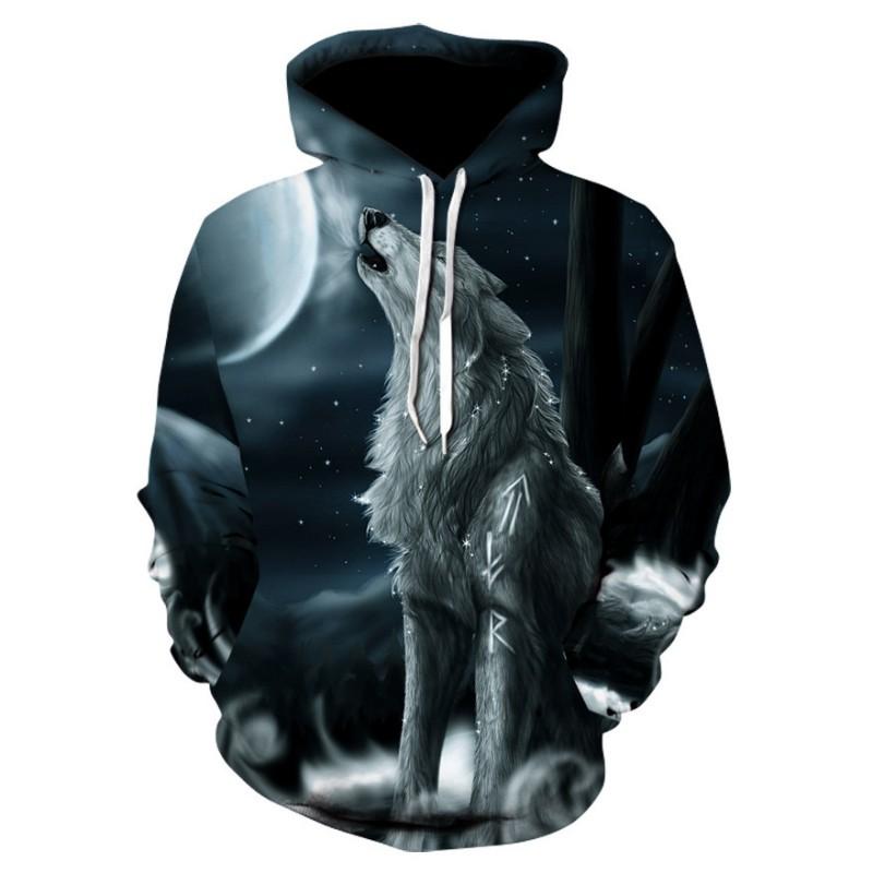 Men's Oversized Hoodie 3D Wolf Animals Pattern Ferocious Warrior Fashion Sweatshirt Loose Street Funny Tracksuits Fitness