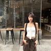 #Summer new pure desire sexy straps clean word circumference thin women's fixed with chest pad versatile top