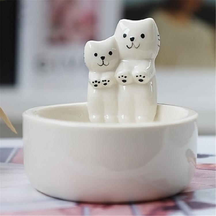 Romance Ceramics Cats Couple Tealight Holder Warming Paws Cats Candle Stand Candlestick for Home and Party Table Decors