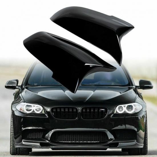 Side Mirror Cover Cap Pair For 2014~2018 BMW 5Series F10 F11 F18 LCI Gloss Black