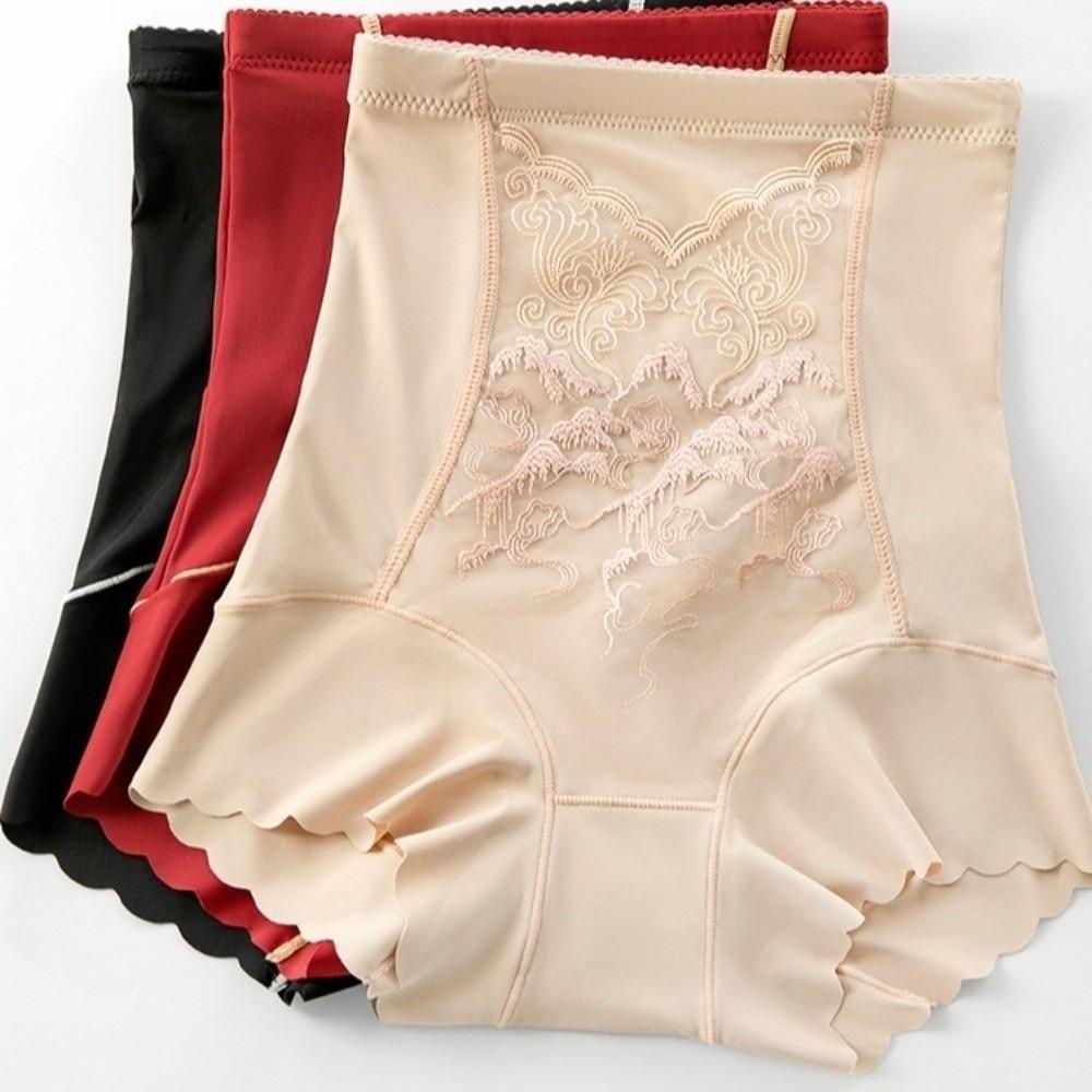 High Waist Underwear Slimming Underpants Embroidery Flower Postpartum Body Shaper Lady