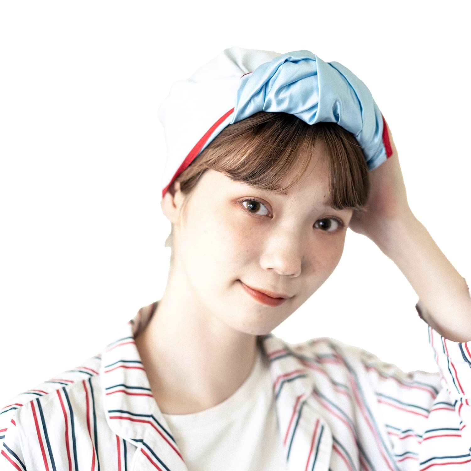 

ITSUKI HAIR CREPERIE ПЛЭЙН Ночной колпак (Бледно-голубой/Красный)