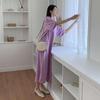 New Arrivals Open Run Women Loose Fit Puff Sleeve Side Slit Long Dress