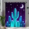 Cactus Garden Shower Curtain Colorful Succulents On Pink Background Polyester Bath Curtain With Hooks For Boho Decor