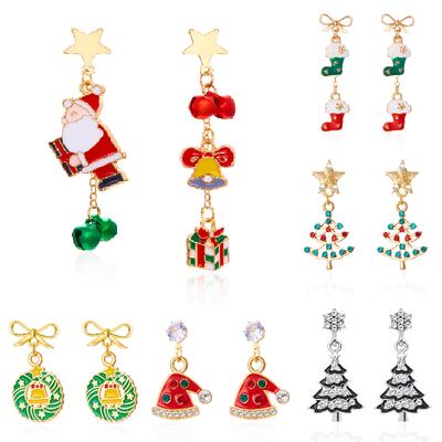 Kristallperlen Weihnachtsbaum Zirkon Weihnachtsmann Ohrringe Hängend Stecker Für Frauen Weihnachten Party Schmuck Geschenk