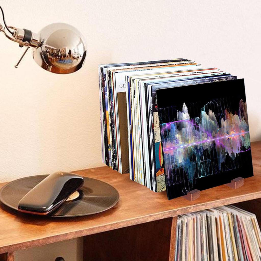 Wooden LP Vinyl Record Display Stand Shelf Multipurpose Wood CDs/LP Tabletop Holder LP Record Album Storage Rack