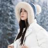 Ethnic Style Furry Warm Hat Women's Winter Plush Thickened Hairball Cold Hat Outdoor Ski Hat