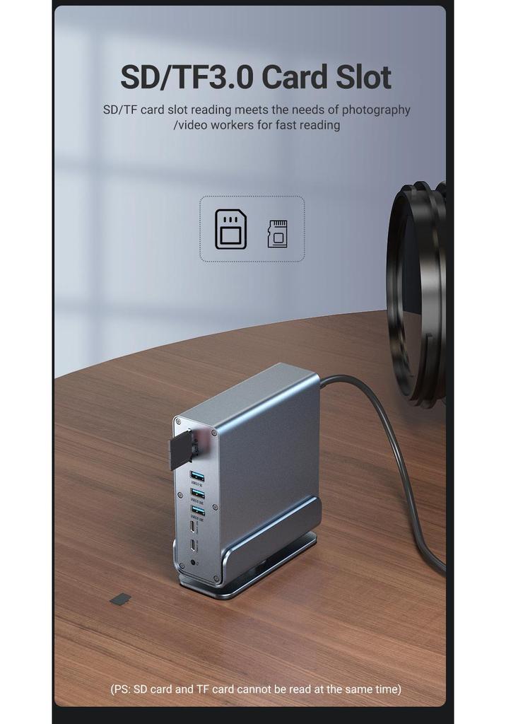 15v1 dokovací stanice Type-C s víceportovým USB a gigabitovým síťovým portem