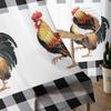 Farm Rooster Black And White Plaid Sheer Curtains For Living Room Bedroom Home Decor Kitchen Tulle For Windows Voile Drapes