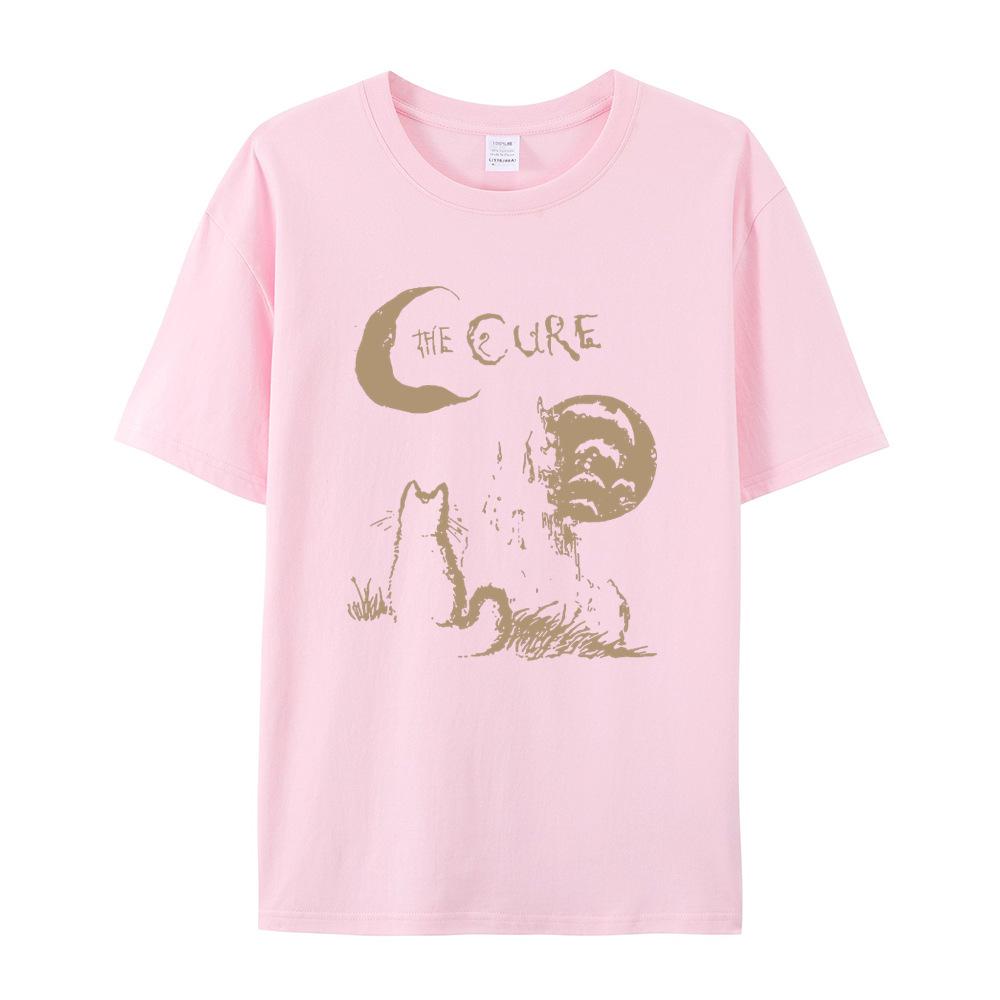 

TheCureCat Women s 3D Print Pure Cotton European T-shirt - Round Neck, Short Sleeve, Loose Fit XXS рожевий