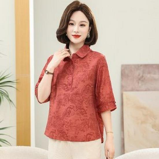 

Summer Fashion Casual Set for Middle-Aged Women: Short-Sleeved Top & Two-Piece Outfit for 50+ XL